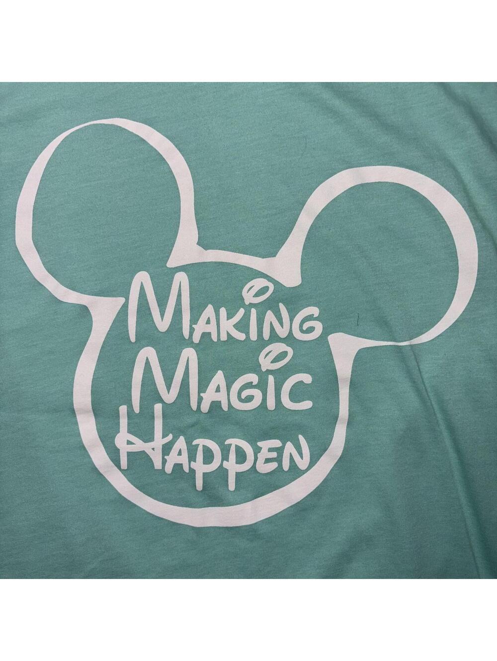 Disney Making Magic Happen Mint Green Graphic T-Shirt Women’s S Bella + Canvas